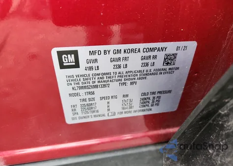 2021 Chevrolet Trailblazer Ls from USA, damaged, VIN KL79MMS2XMB133972